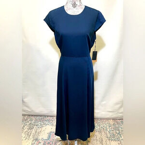 HALOGEN Navy blue cap sleeve open back maxi‎ dress size M.